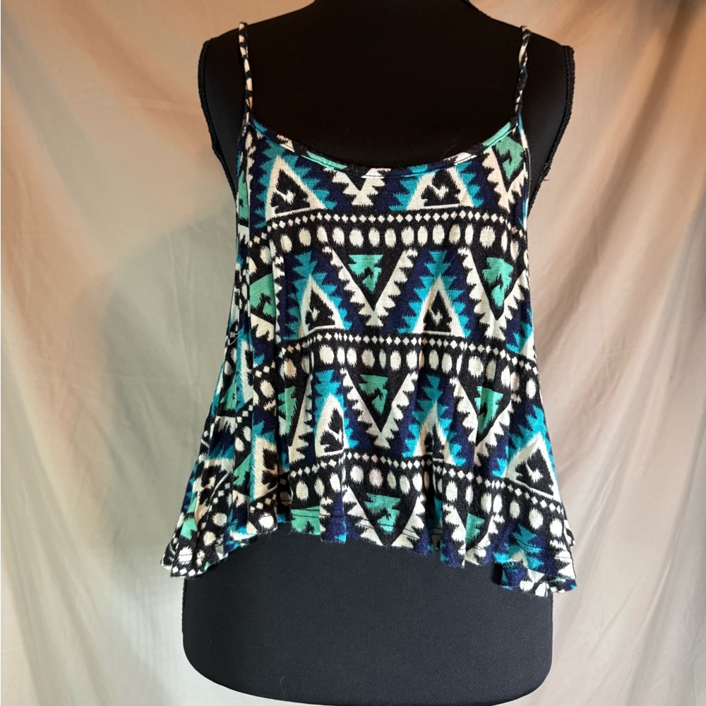 Rue21 Tribal Print‎ Layered Gauze Cami Crop Top 🌿🖤